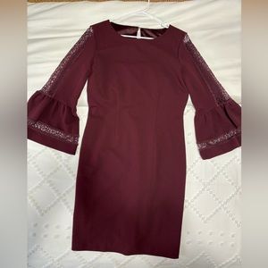 ANTONIO MELANI Burgundy Long Sleeve Dress